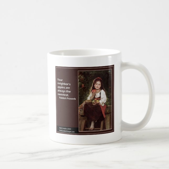 Yiddish Saying Regarding Apples & Graphic Coffee Mug (Right)