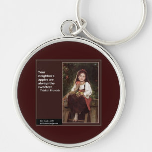 Yiddish Saying Regarding Apples & Graphic Key Ring