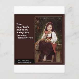 Yiddish Saying Regarding Apples & Graphic Postcard