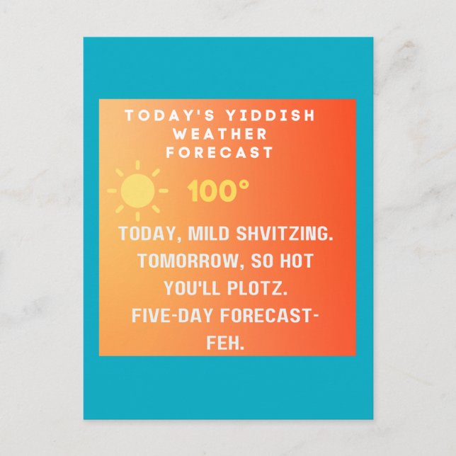 Yiddish Weather Forecast  Postcard (Front)