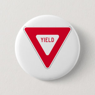 yield sign 6 cm round badge