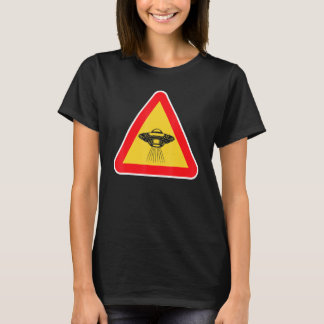 Yield To Flying Saucers Little Green Men Crossing  T-Shirt