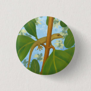 Yikes! Gecko painting 3 Cm Round Badge