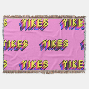 Yikes Words: Pink Vintage Wallpaper. Throw Blanket