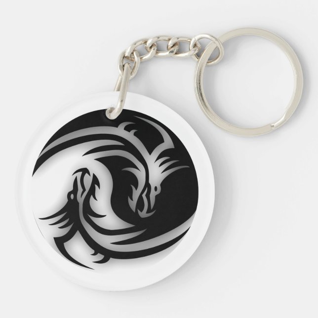 Yin and Yang Asian Dragons Key Ring (Back)