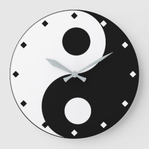 Yin and Yang Black and White Large Clock