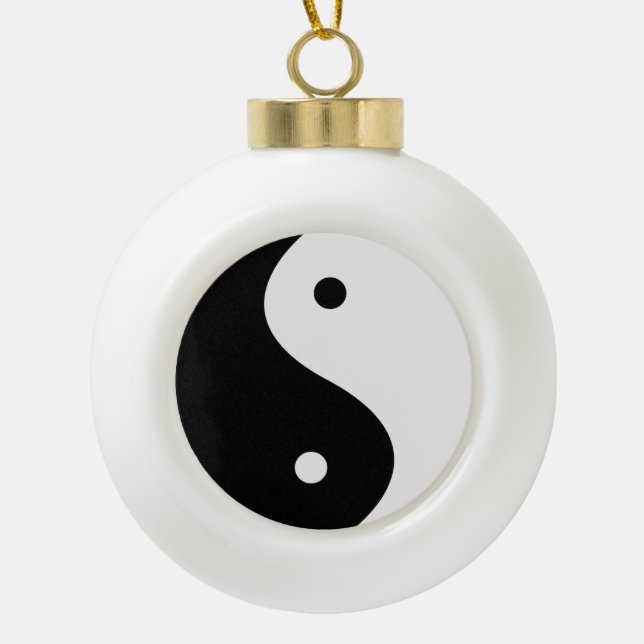 Yin and Yang Black & White Christmas Tree Ornament (Front)