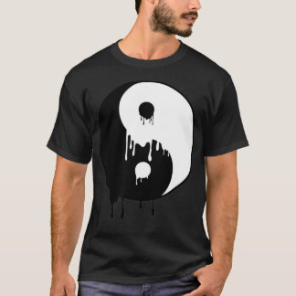 Yin And Yang Black White Paint Melting Drops Brush T-Shirt