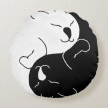 Yin and Yang Cats - Round Pillow