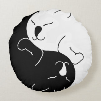 Yin and Yang Cats - Round Pillow