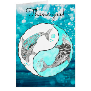 Yin and Yang Dolphin Thank You Greeting Card