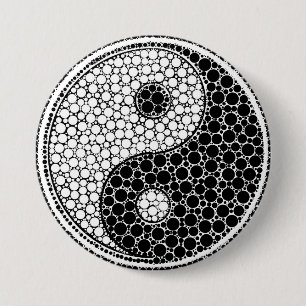 Yin and Yang Dot Art Black and white 7.5 Cm Round Badge