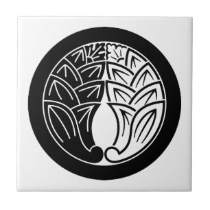 Yin and yang Embracing japanese gingers in circle Ceramic Tile