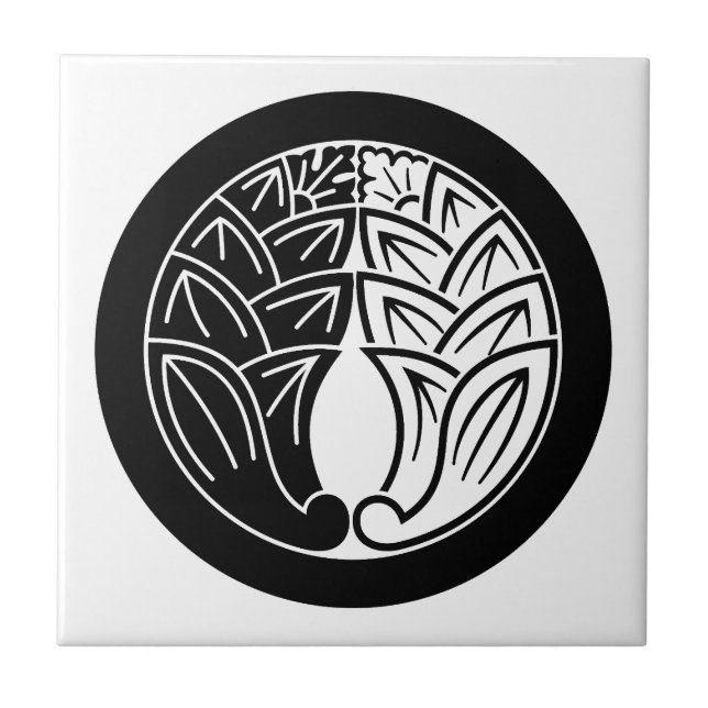 Yin and yang Embracing japanese gingers in circle Ceramic Tile (Front)