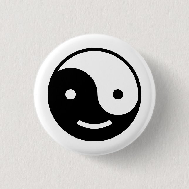 Yin and yang emoji 3 cm round badge (Front)