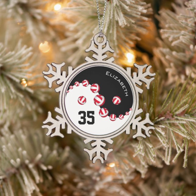 yin and yang girls' volleyball snowflake pewter christmas ornament (Tree)