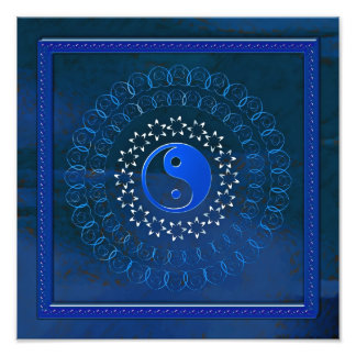 Yin and Yang in blue Photo Print