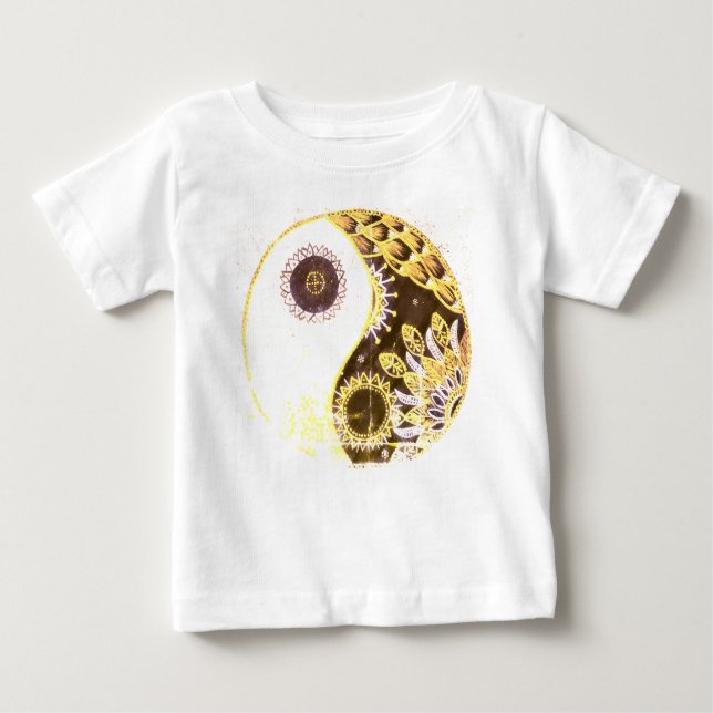 Yin And Yang Painting Floral Yellow Baby T-Shirt (Front)
