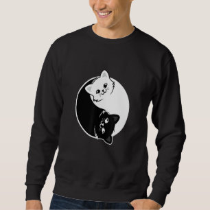 Yin And Yang Pet Cat Black White Cats Animals Love Sweatshirt