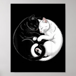Yin And Yang Pet Cat Black White Cats Poster