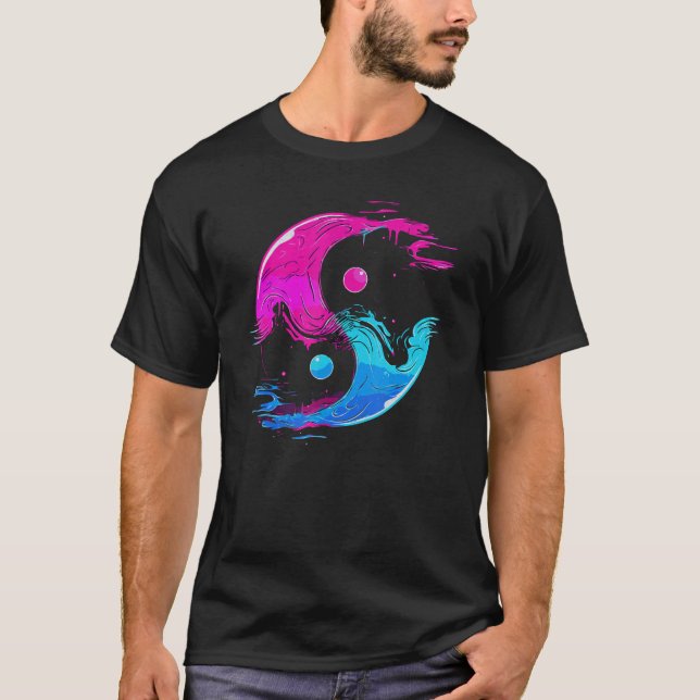 Yin and Yang Qi Gong Tai Chi Synthwave Fusion Wate T-Shirt (Front)