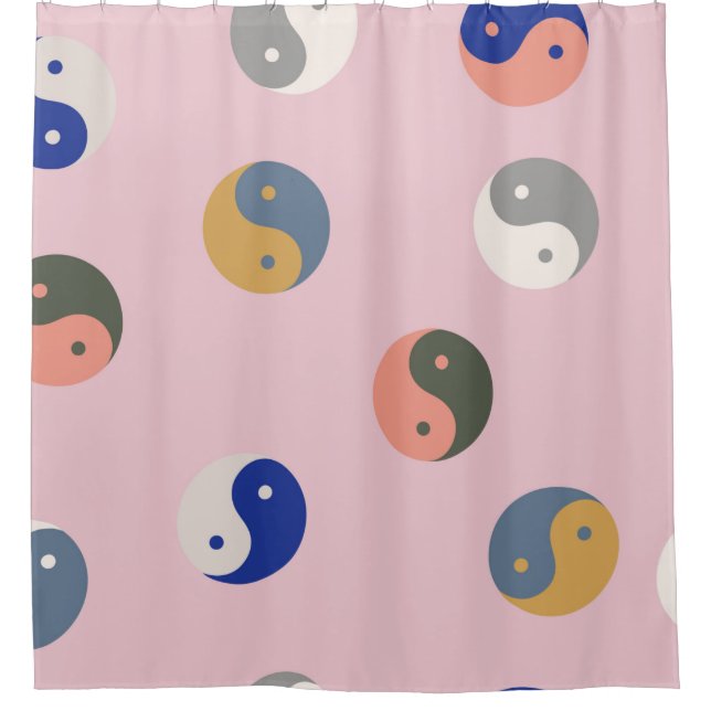 Yin and yang seamless pattern,repeatable spiritual shower curtain (Front)