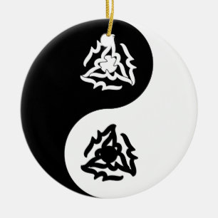 Yin and yang sign in black and white ceramic ornament