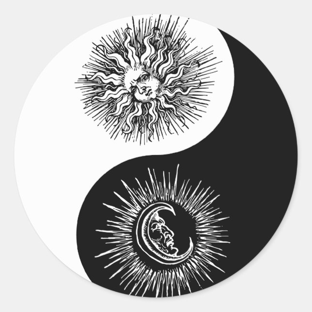 Yin and yang sign - Sun vs Moon Classic Round Sticker (Front)