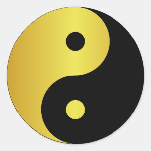 Yin and Yang symbol   Gold asian philosophy zen Classic Round Sticker