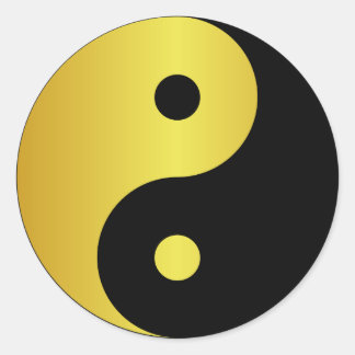 Yin and Yang symbol | Gold asian philosophy zen Classic Round Sticker