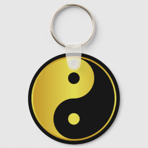 Yin and Yang symbol Gold asian philosophy zen Key Ring