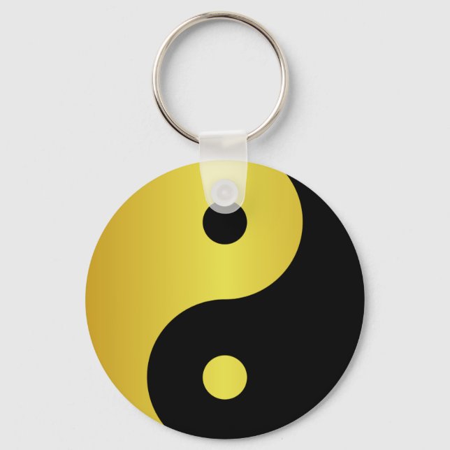 Yin and Yang symbol | Gold asian philosophy zen Key Ring (Front)