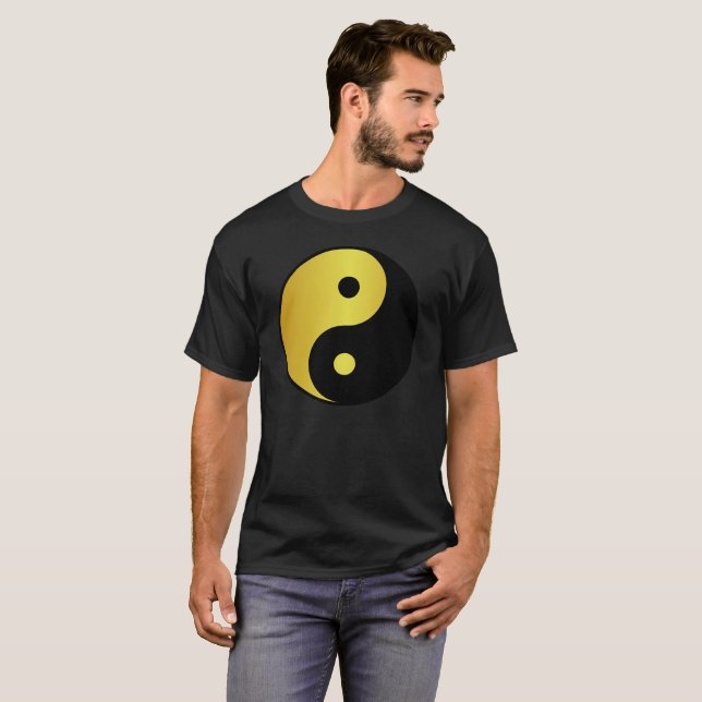 Yin and Yang symbol | Gold asian philosophy zen T-Shirt (Front Full)