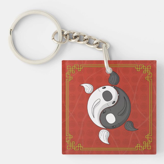 Yin and Yang the Koi Acrylic Keychain (Front)