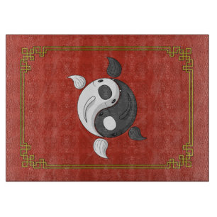 Yin and Yang the Koi Glass Cutting Board