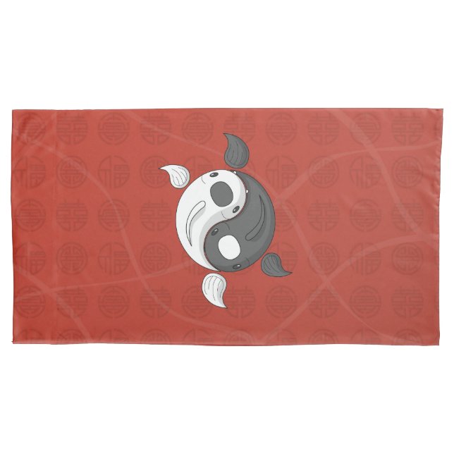 Yin and Yang the Koi Pillow Case (Front)