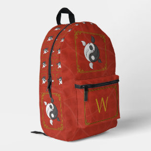 Yin and Yang the Koi Printed Backpack