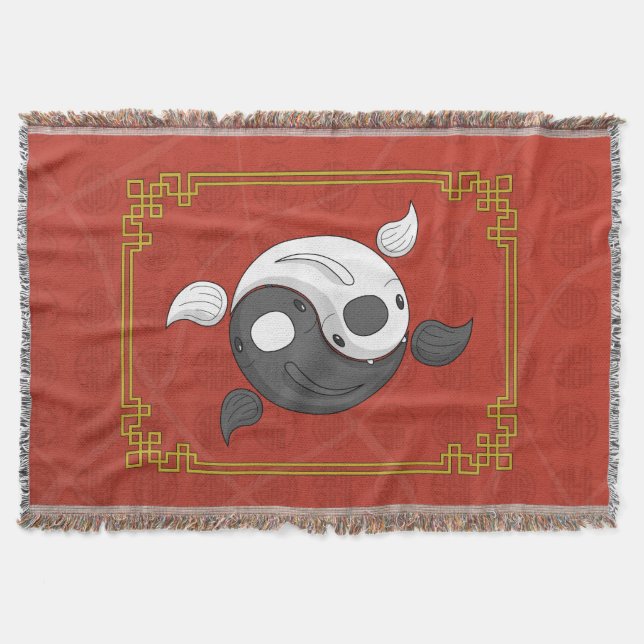 Yin and Yang the Koi Throw Blanket (Front)