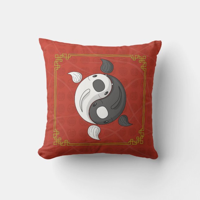 Yin and Yang the Koi Throw Pillow (Front)