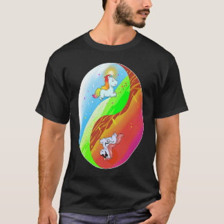 Yin and Yang Unicorn  Death Metal Rainbow T-Shirt