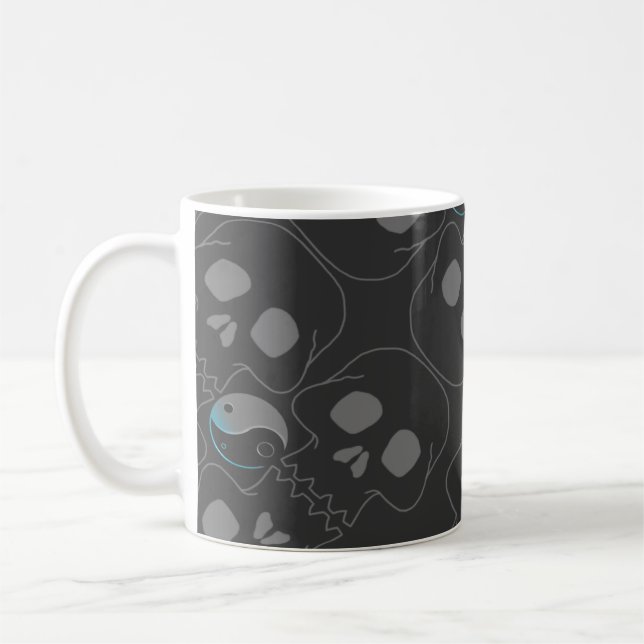 Yin and Yang whistling Skulls Pattern Coffee Mug (Left)