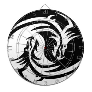 Yin and Yang white and black dragon Dartboard