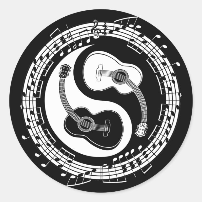 Yin Guit Notation Classic Round Sticker (Front)