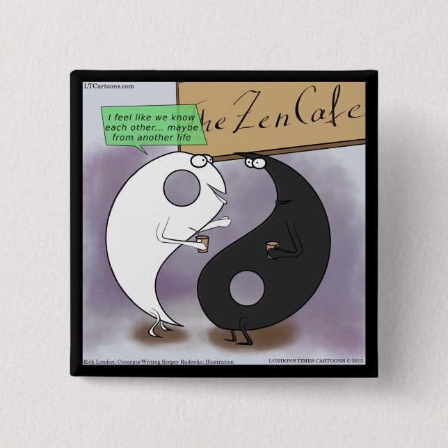 Yin Meets Yang Zen Funny 15 Cm Square Badge (Front)