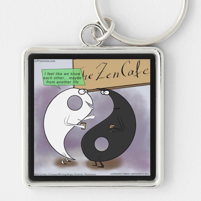 Yin Meets Yang Zen Funny Key Ring (Front)