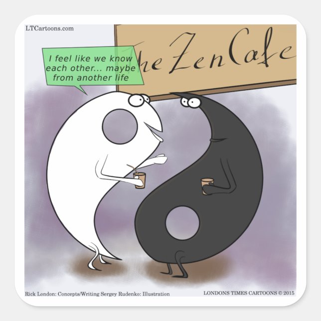 Yin Meets Yang Zen Funny Square Sticker (Front)