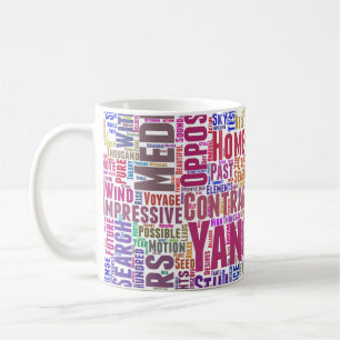 Yin Yan Nuage de Mots Texte Motif Interconnexion Coffee Mug