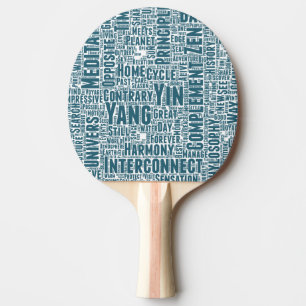 Yin Yan Nuage de Mots Texte Motif Interconnexion Ping Pong Paddle