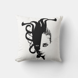 Yin Yan Ying Yang Womans Face Original art Cushion