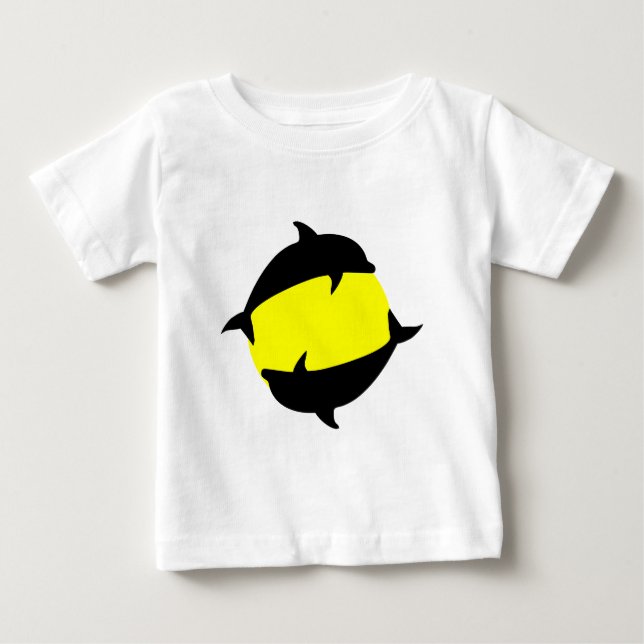 yin yand cute dolphins on sun baby T-Shirt (Front)